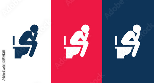 Man sitting in the toilet icon vector