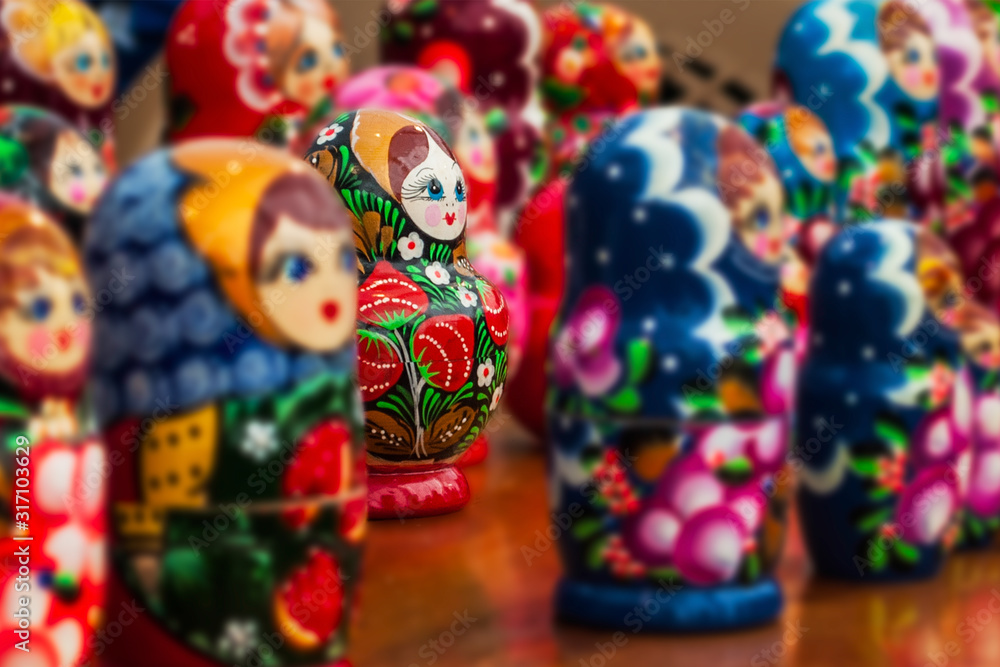 colorful nesting dolls on display at apple festival in Upstate NY