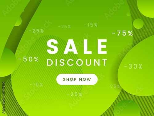 Sale discount vector landing page template. Online shopping special price offer on trendy abstract background. Seasonal sellout web banner layout, internet store sellout advert poster design