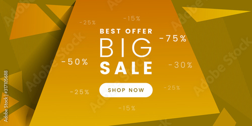 Best price offer landing page template. Stylish store clearance advert on abstract geometric orange background. Total sellout promotion, seasonal discounts ads, mega sale homepage design