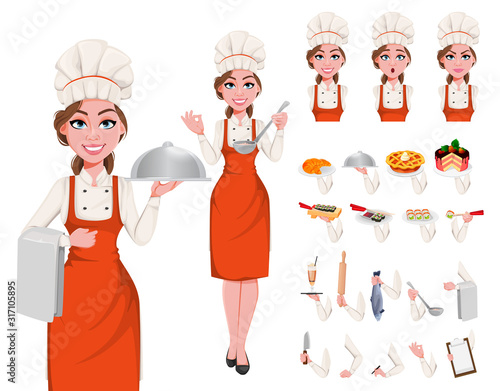 Beautiful young chef woman