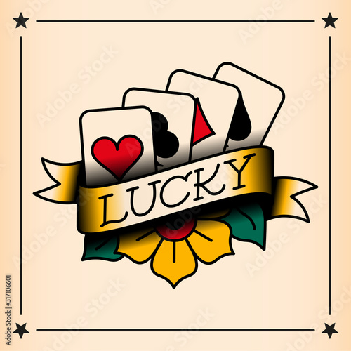 Old School Style Lucky Tattoo Design