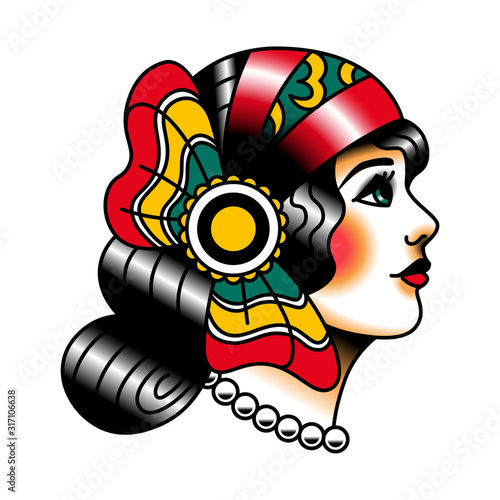 Old School Style Tattoo Gypsy Design
