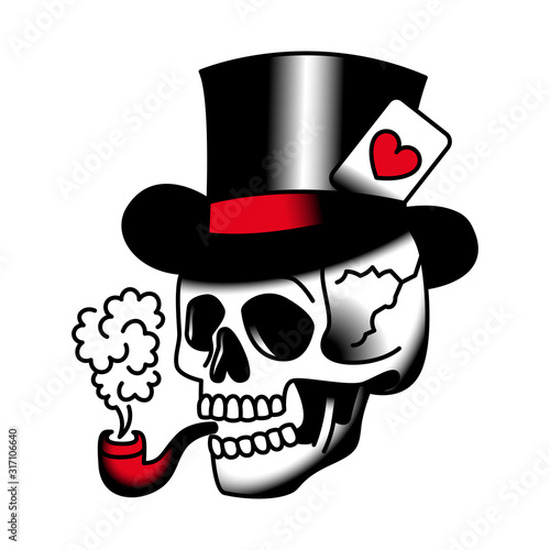 Old School Style Tattoo Skull Design