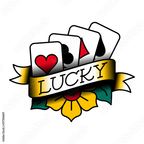 Old School Style Lucky Tattoo Design