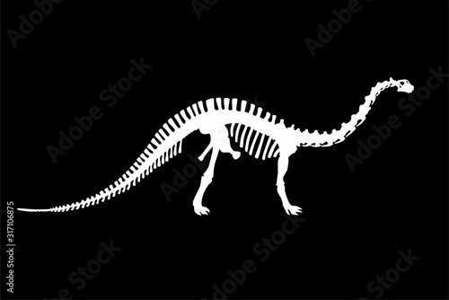Dinosaur Brontosaurus Skeleton Silhouette Illustration Isolated