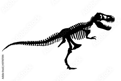 Dinosaur Tyrannosaurus Rex Skeleton Silhouette Illustration Isolated