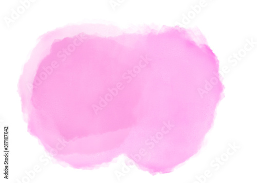 Pink watercolor brush splash cloud background. Subtle ethereal delicate backdrop on white background. Digital abstract illustration artwork with copy space.
