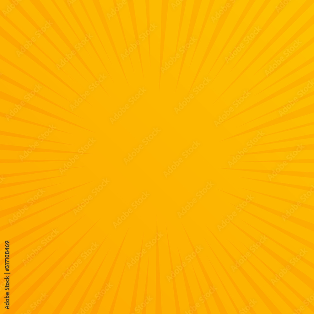 Obraz premium Comics yellow retro background with rays. Summer backdrop. Vector illustration in retro pop art style for comics book, poster, advertising design