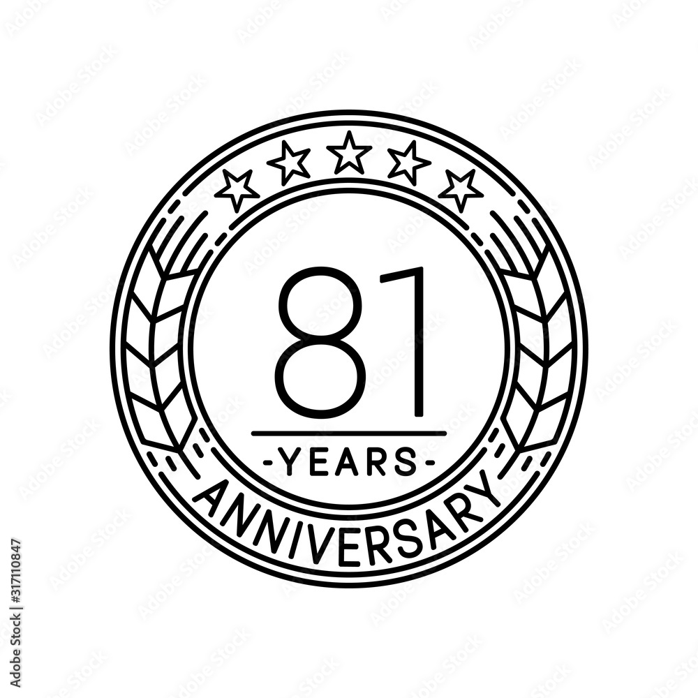 81 years anniversary logo template. 81st line art vector and illustration. 81 years anniversary logo template. 81st line art vector and illustration.