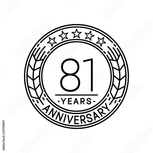 81 years anniversary logo template. 81st line art vector and illustration.