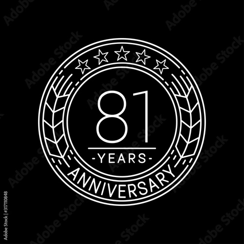 81 years anniversary logo template. 81st line art vector and illustration.