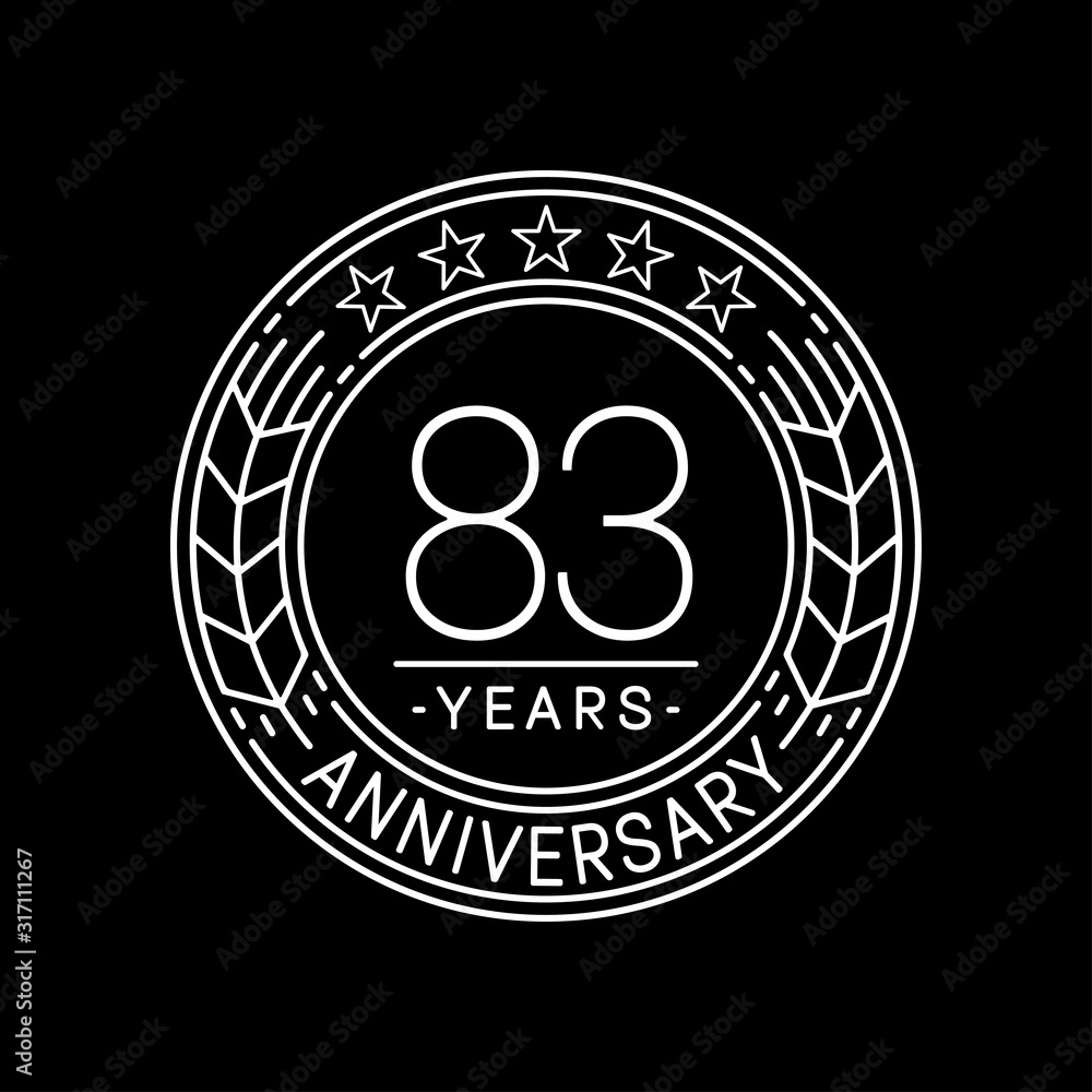 83 years anniversary logo template. 83rd line art vector and illustration. 83 years anniversary logo template. 83rd line art vector and illustration.