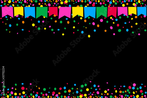 Horizontal background of colorful junina fiesta flags