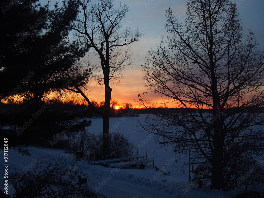 Winter Sunrise on Snow Covered Lake Lansing Winter Sunrise on Snow Covered Lake Lansing