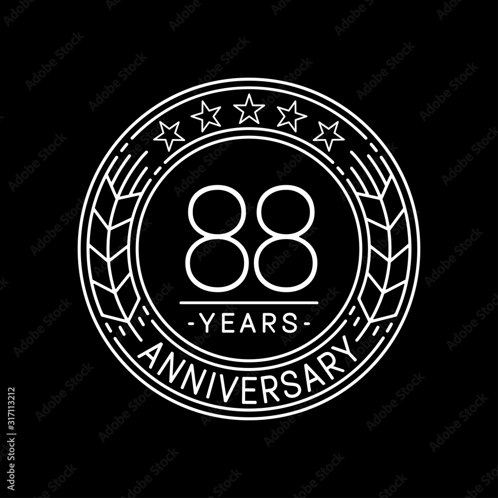 88 years anniversary logo template. 88th line art vector and illustration. 88 years anniversary logo template. 88th line art vector and illustration.