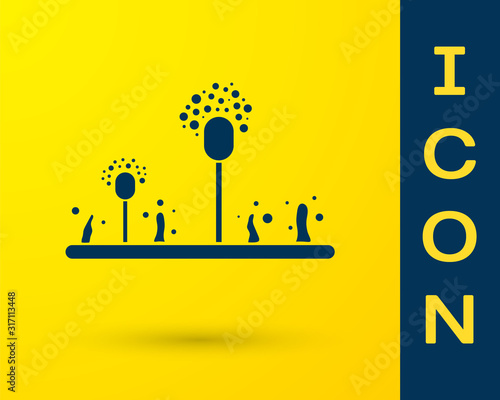 Blue Mold icon isolated on yellow background. Vector Illustration