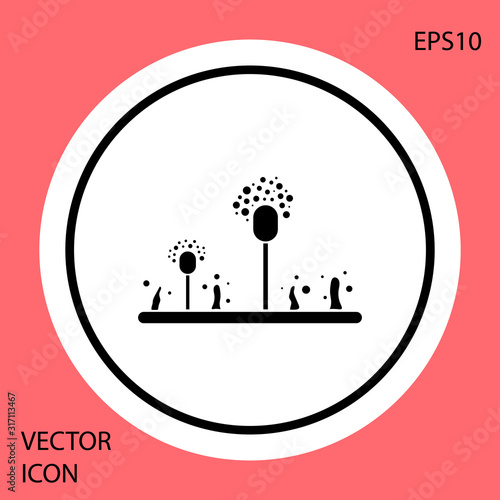 Black Mold icon isolated on red background. White circle button. Vector Illustration