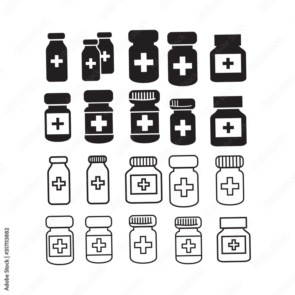 vector black icons set medicine bottle vector black icons set medicine bottle
