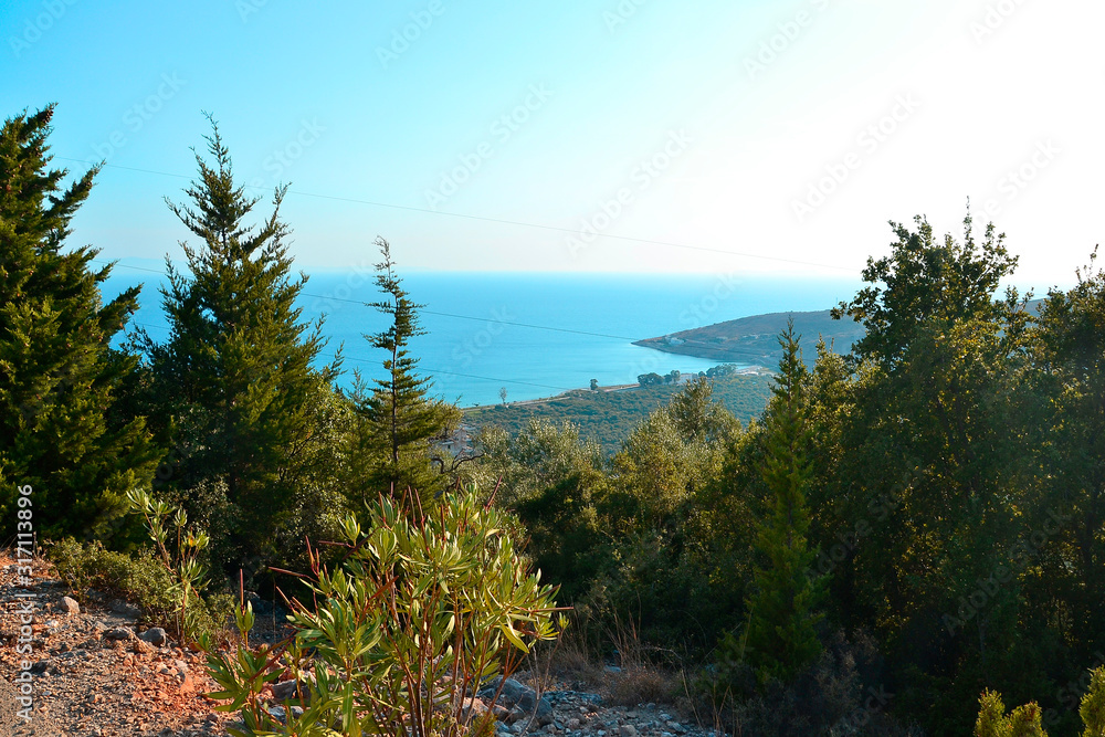 View of Ionian sea near Qeparo, Albania.