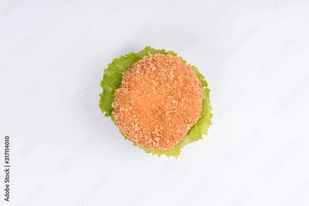  phased assembly of a hamburger on a white background37