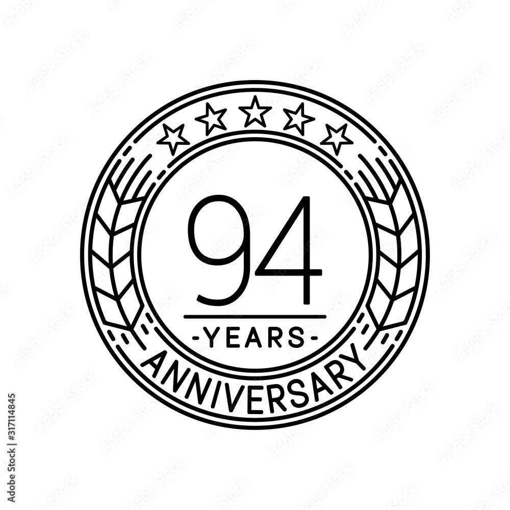 94-years-anniversary-logo-template-94th-line-art-vector-and