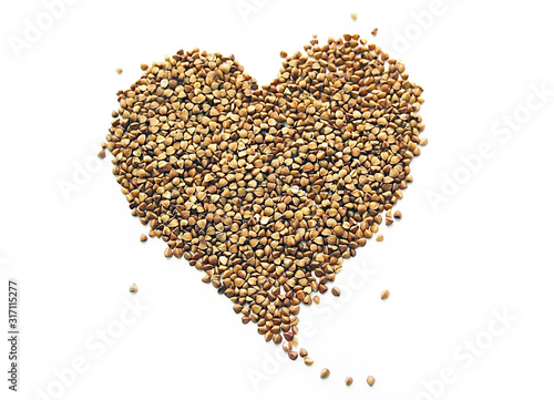 Buckwheat. Heart. Porridge. Diet. Protein. Vegetarianism. Buckwheat grain. Benefit. Vitamins © Sagittarius_13