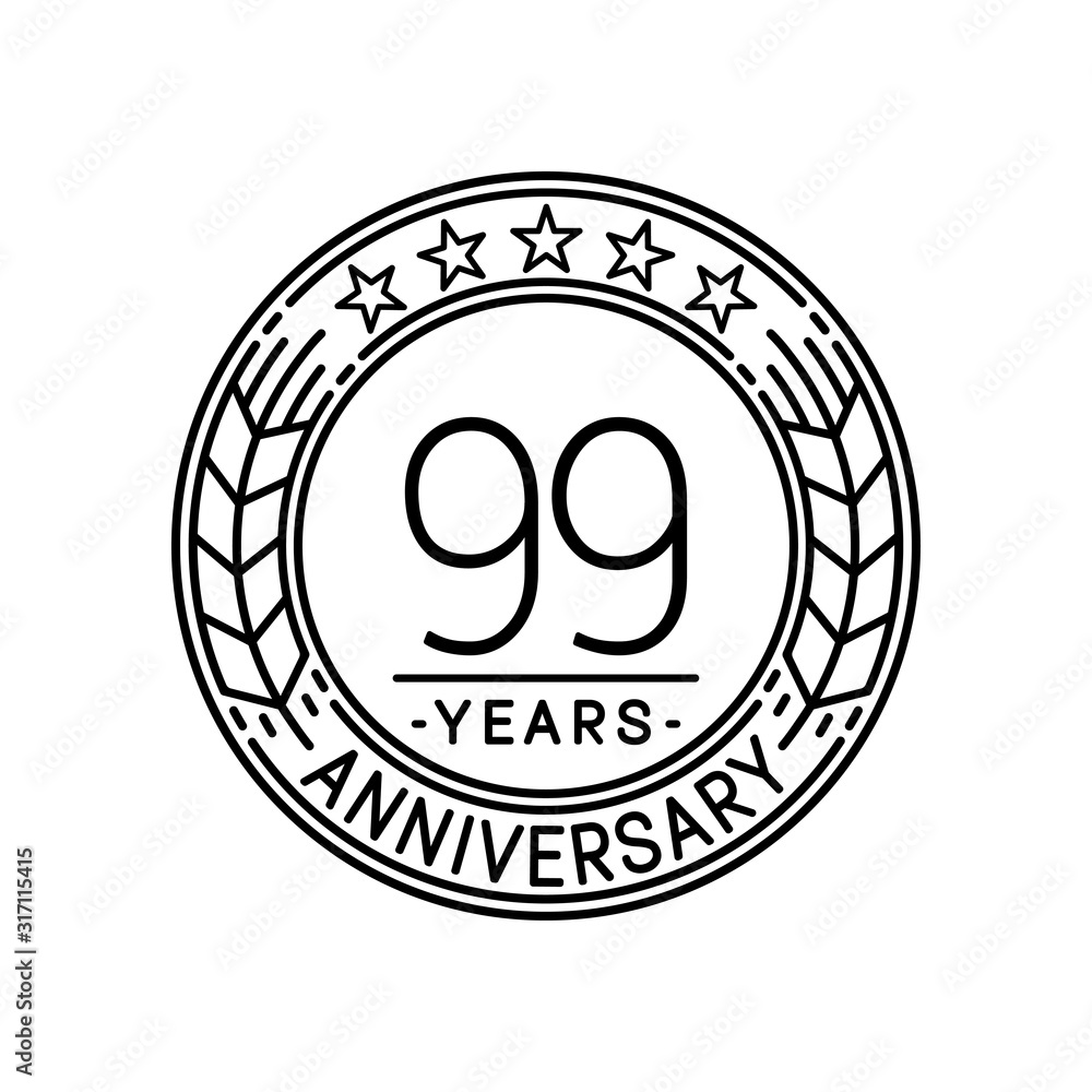 99 years anniversary logo template. 99th line art vector and illustration. 99 years anniversary logo template. 99th line art vector and illustration.