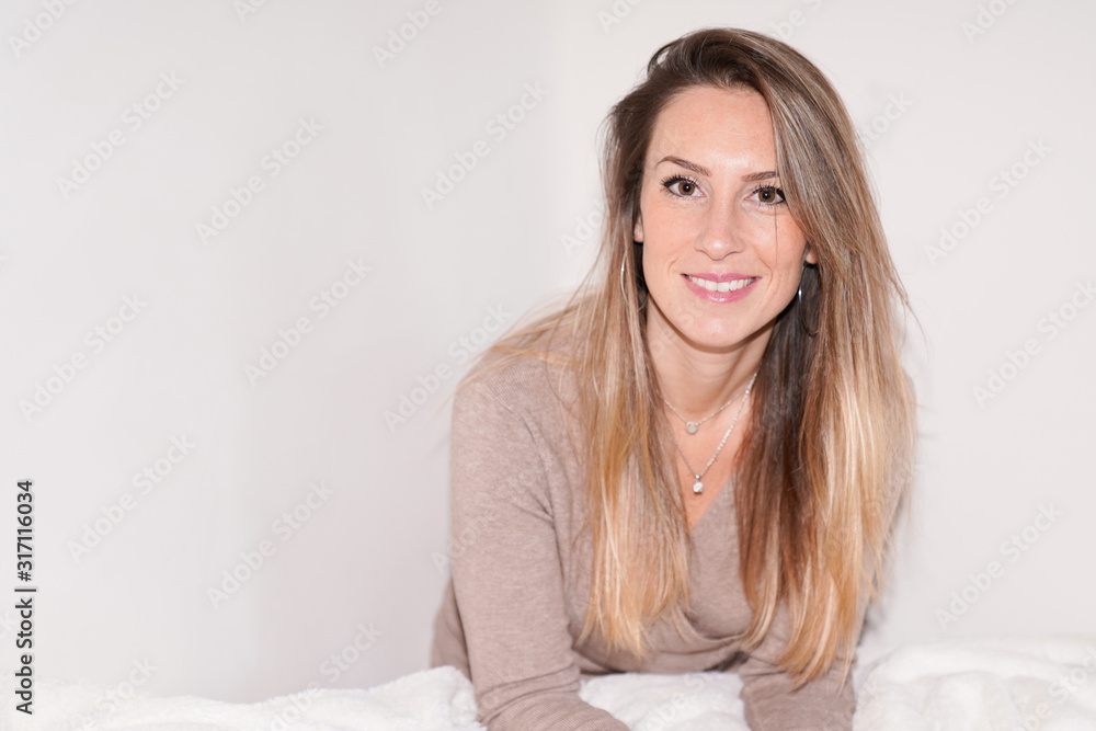 Beauty woman with beautiful smile at home Beauty woman with beautiful smile at home
