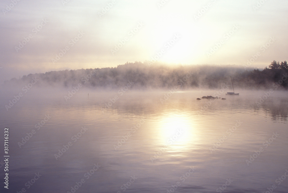 Lake Shrouded in Autumn Morning Fog, Squam Lake, New Hampshire