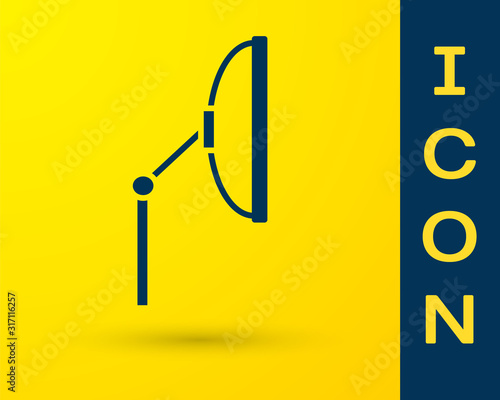 Blue Windscreen wiper icon isolated on yellow background. Vector Illustration