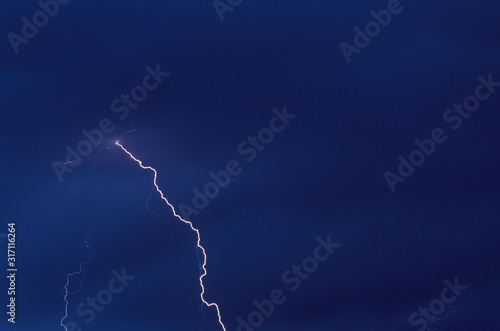 Lightning Bolt in the Night Sky