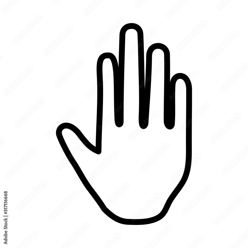 human hand showing five fingers stop gesture icon human hand showing five fingers stop gesture icon