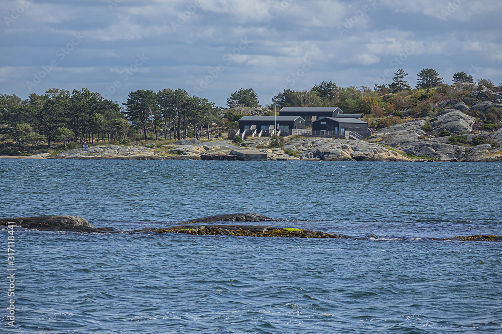 Sea landscape of a rocky coastline on the Southern Gothenburg Archipelago. Sweden.