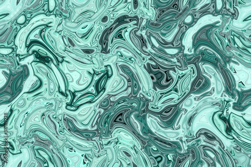 Abstract digital illustration in shades of turquoise and grey. Futuristic, extraterrestrial-theme or marble patterned background.