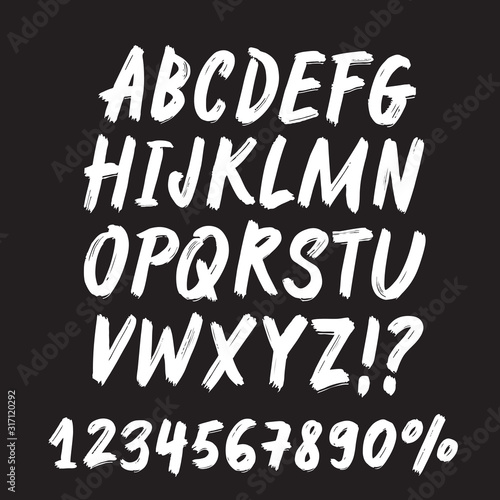 Hand drawn textured brush strokes vector letters and figures
