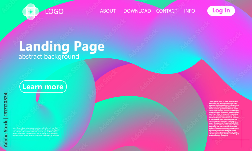 Fototapeta premium Landing page. Flow shape. Fluid background. Vector