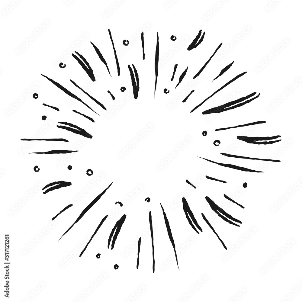 Starburst doodle, sun burst sunshine. Radiating from the center of thin beams. Starburst doodle, sun burst sunshine. Radiating from the center of thin beams.