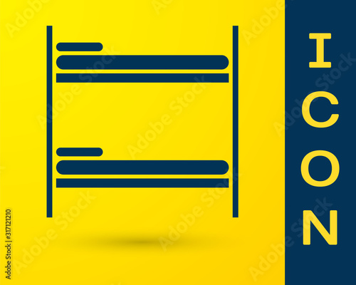 Blue Bunk bed icon isolated on yellow background. Vector Illustration