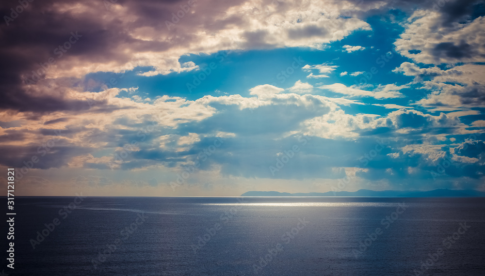Seascape, blue sky background with clouds Seascape, blue sky background with clouds