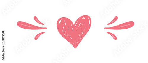 Heart doodles, hand drawn valentine's day hearts. Love symbol, cute illustration.