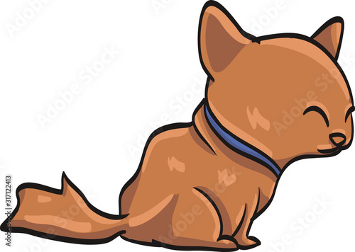 funny drawing cartoon dog at the white background