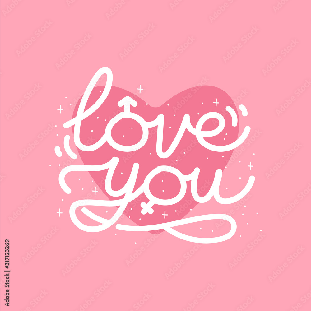 Romantic greeting card background. Love you with pink heart shape Romantic greeting card background. Love you with pink heart shape