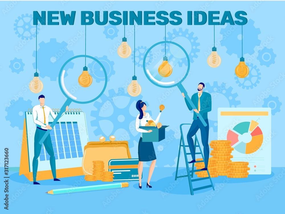 Collecting New Business Idea Flat Vector Concept