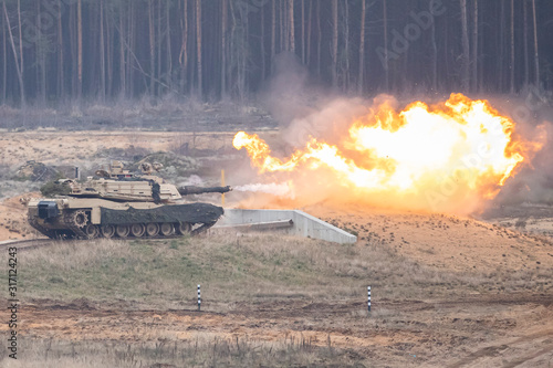 U.S. Marines M1A1 Abrams Main Battle Tank in Action photo