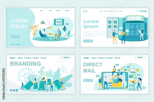 Brand Development Landing Page Vector Template Set