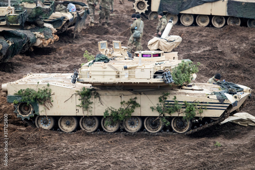 U.S. Marines M1A1 Abrams Main Battle Tank in Action photo