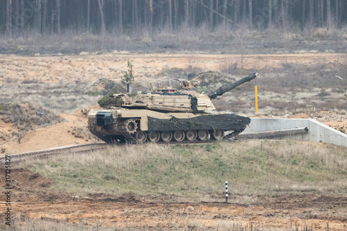 U.S. Marines M1A1 Abrams Main Battle Tank in Action photo