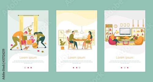 Couple at Home Housekeeping and Leisure Activity.
