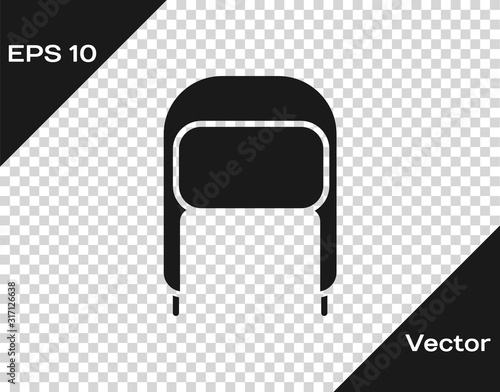 Grey Winter hat with ear flaps icon isolated on transparent background. Vector Illustration